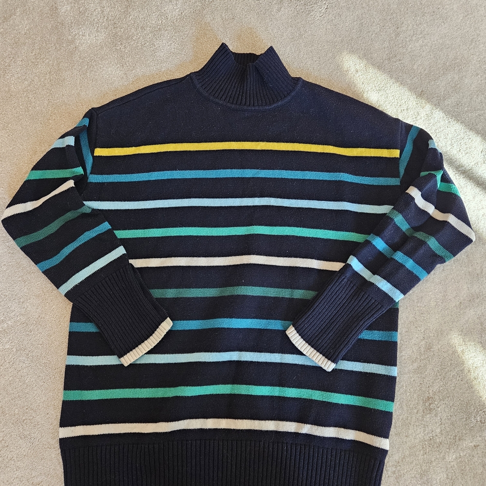 T By Talbots Multicolor Striped Turtleneck Sweater
